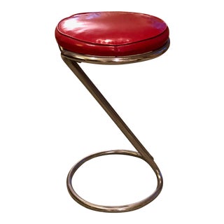 Vintage Mid Century Gilbert Rohde for Troy Sunshade Z Chrome Counter Bar Stool For Sale
