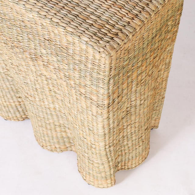 Woven Reed Ghost Drapery Console With Flat Back For Sale In West Palm - Image 6 of 9