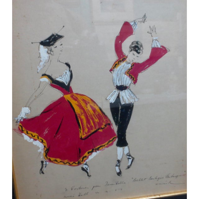 Costume Sketch French Dated 1957 For Sale In New York - Image 6 of 9