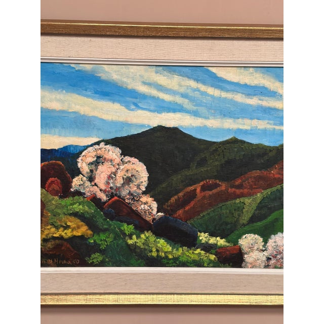 John B. Hinna, Mountain Landscape, 1970, Oil on Panel, Framed For Sale - Image 14 of 18