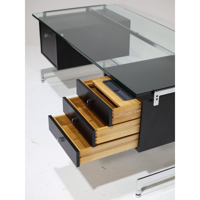 Desk in Black Wood and Chrome Glass by Preben Fabricius and Jørgen Kastholm for Kill International, Germany, 1960s For Sale - Image 13 of 18