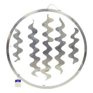 Vintage Phyllis Mark 40" Polished Steel Chrome Hanging Wind Chime Sculpture For Sale