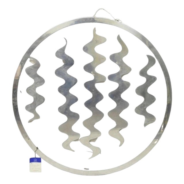 Vintage Phyllis Mark 40" Polished Steel Chrome Hanging Wind Chime Sculpture For Sale