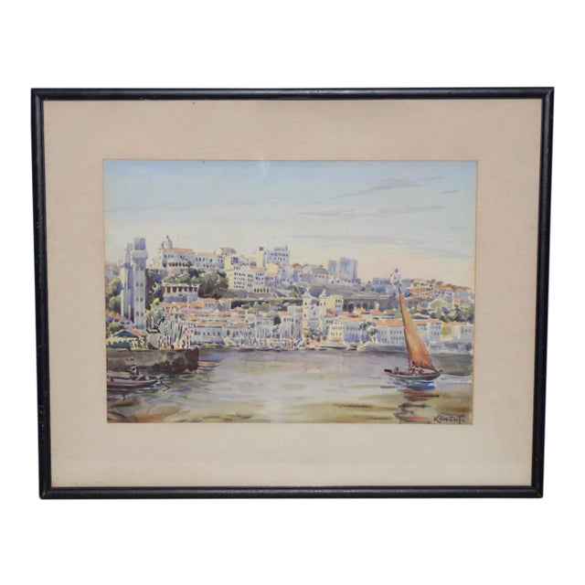 Vintage "Bahia, Brazil" Impressionist Watercolor C.1940s For Sale