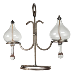 Mid-Century Danish Wrought Iron and Glass Oil Table Lamp, 1960s