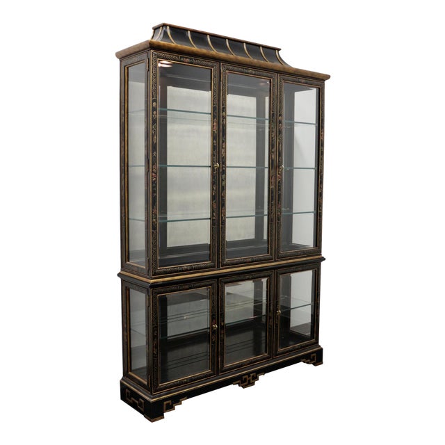 Drexel Heritage Et Cetera Asian Chinoiserie Black Lacquer China Display