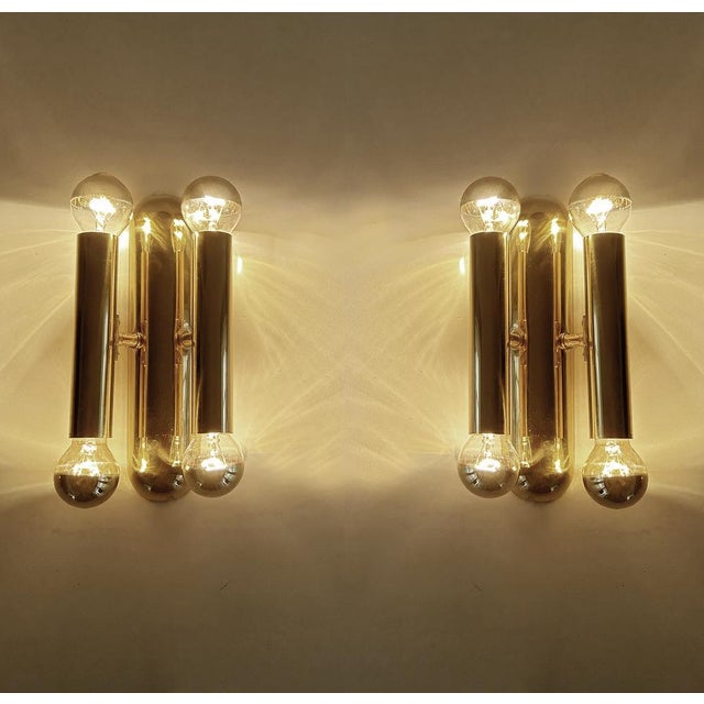 Mid-Century Modern Vintage Space Age Brass Sconces, 1970s, Set of 2 For Sale - Image 3 of 15