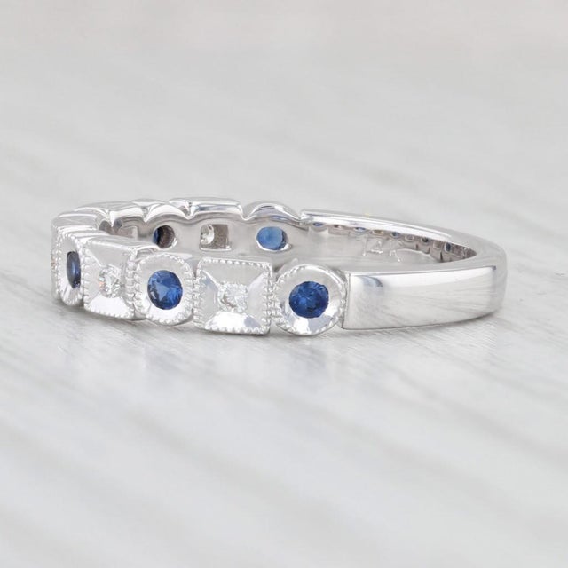 New Coast 0.23ctw Diamond Blue Sapphire Band 14k Gold Size 6.5 Wedding Ring For Sale In Greensboro - Image 6 of 9