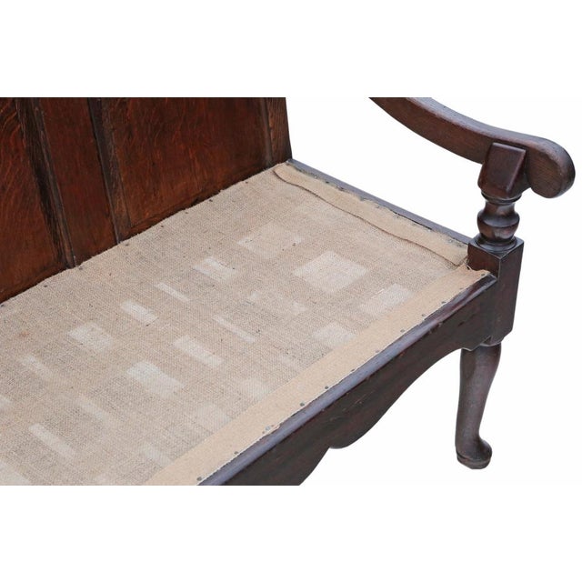 Wood 18th Century Georgian Oak Settle Bench Seat, 1790s For Sale - Image 7 of 9