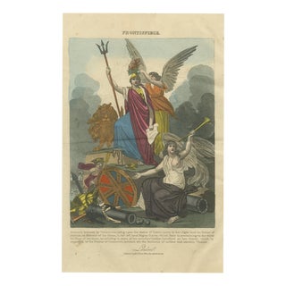 Richard Evans, Nude, Britannia Crowned by Victory with Fame and the British Lion, 1816, Engraving For Sale