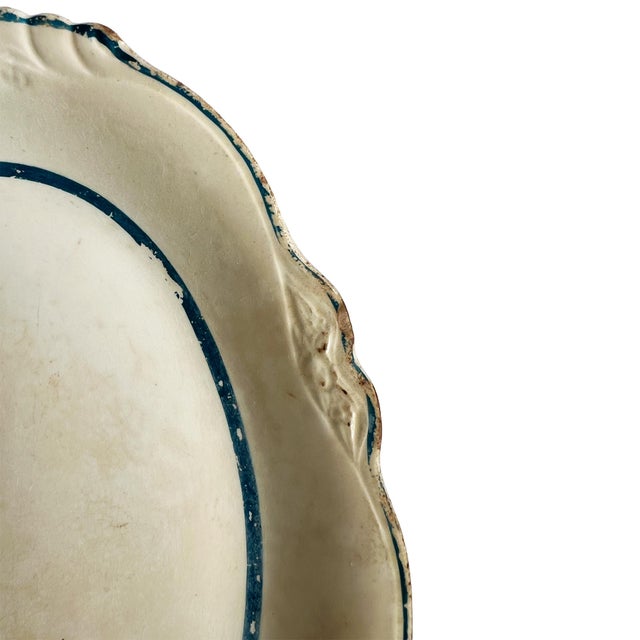 Ceramic Antique Homer Laughlin “Virginia Rose” Oval Serving Platter – Blue Band Ironston For Sale - Image 7 of 7