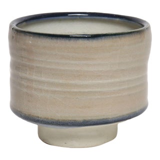 Petite Vintage Gray and Blue Studio Stoneware Vessel/Bud Vase by Deanna Nichols For Sale