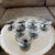 Incredible, complete vintage set of 7 champagne/cocktail coupe glasses in the iconic "Tawny Accent" pattern, manufactured...