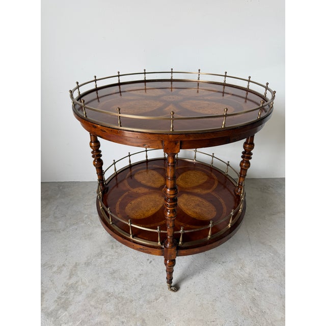 Traditional Vintage Theodore Alexander Regency Style Two Tier Accent Table With Brass For Sale - Image 3 of 12