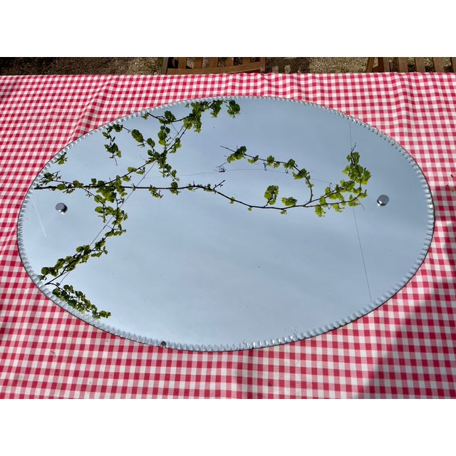 Large Oval Beveled Mirror, 1930s For Sale - Image 12 of 16