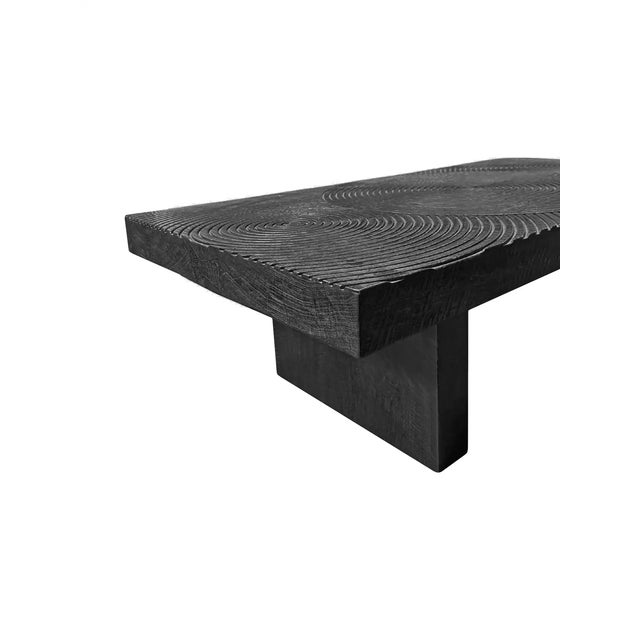 Wood Solid Sculptural Mango Wood Table, Burnt Finish, Modern Organic For Sale - Image 7 of 7