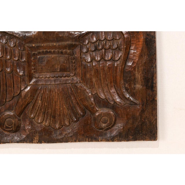 Early 20th Century Wood Carved Wall Plaque with Bird For Sale - Image 5 of 8