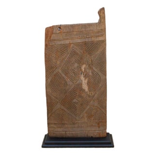 Ancient Diamond Motif Dogon Door on Stand For Sale