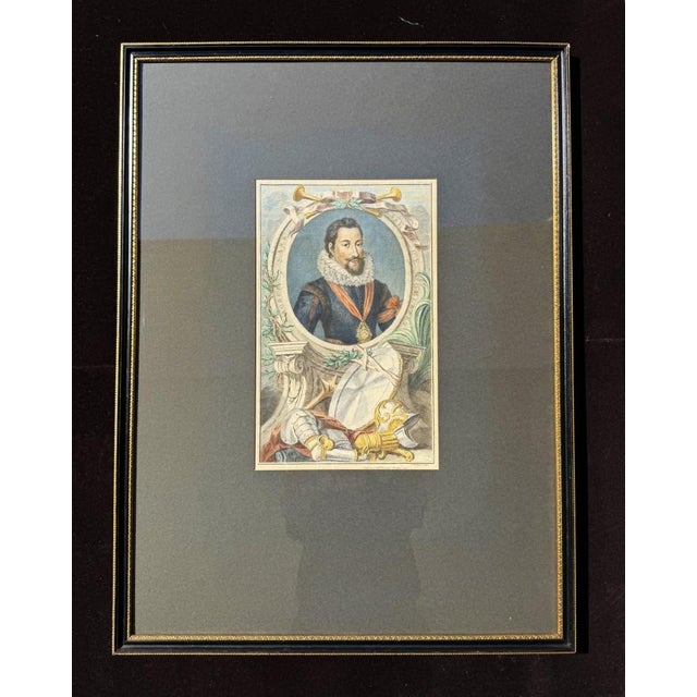 This 1741 hand-colored engraving by Jacobus Houbraken features Robert Carr, 1st Earl of Somerset KG (c.1587–1645), a...