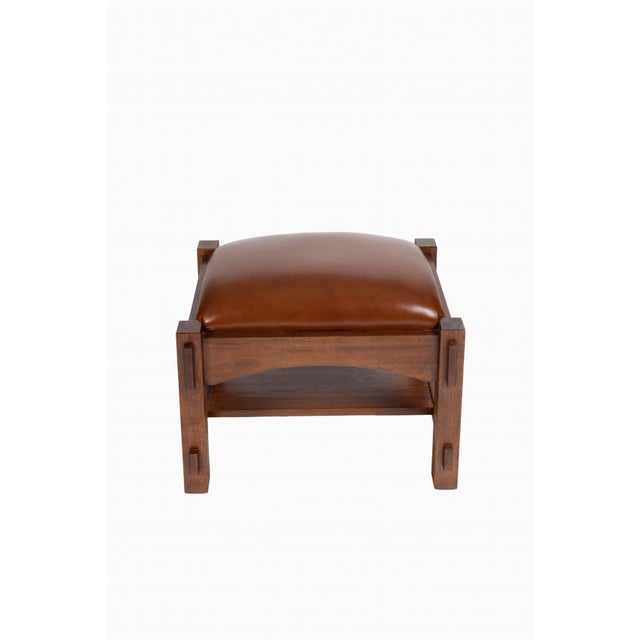 2020s Craftsman / Mission Mortise and Tenon Foot Stool - Russet For Sale - Image 5 of 13