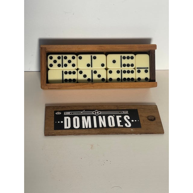 1960s Vintage Dominoes Set in Wooden Box For Sale - Image 5 of 5