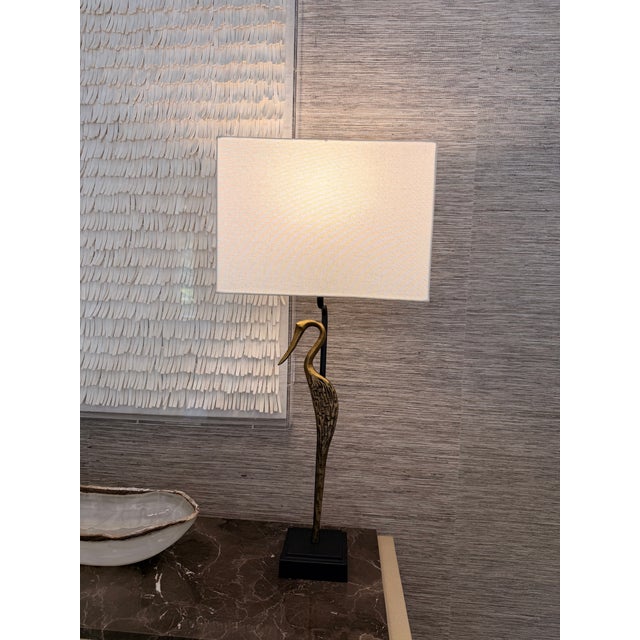 Early 21st Century Currey & Co. Brass Bird Table Lamp For Sale - Image 5 of 5