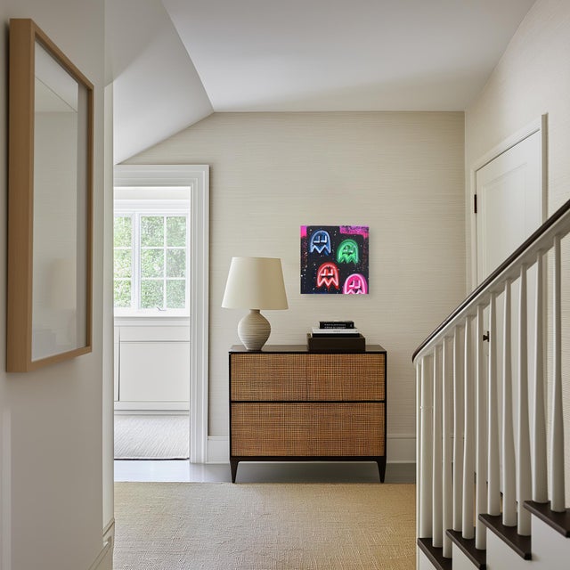 Los Angeles artist Amber Goldhammer paints dramatic abstract compositions in acrylic on canvas featuring energetic...