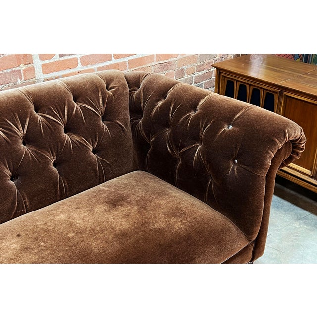2010s Mitchell Gold + Bob Williams Mohair Chesterfield Sofa in Chocolate Brown For Sale - Image 5 of 12