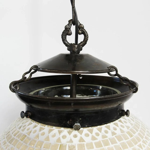 2020s White Mosaic Globe Pendant Light Large For Sale - Image 5 of 9