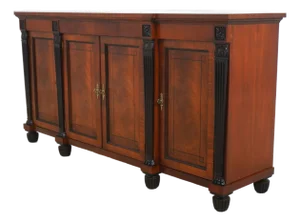 1990s Baker Neoclassical Mahogany Sideboard W. Ebonized Details