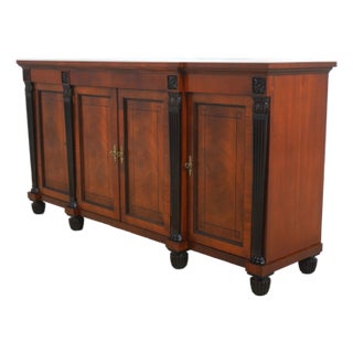 Baker Neoclassical Mahogany Sideboard W. Ebonized Details For Sale