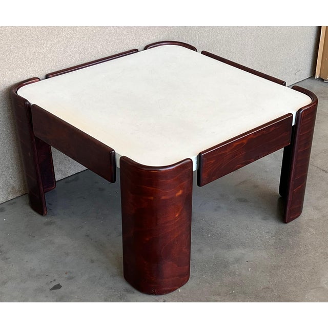Mid-Century Modern Square Table with Curved Legs and White Top For Sale - Image 18 of 18