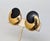 Abstract Vintage 1980s Signed Panetta Modernist Goldtone & Faux-Onyx Clip Earrings-2 Pieces For Sale - Image 3 of 6