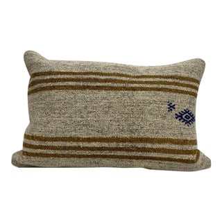 Turkish Hemp Pillow Cushion Natural Beige Brown Pillow Cushion Cover 16" x 24" For Sale