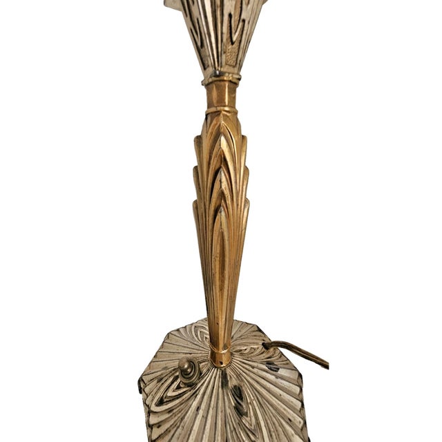 Share Pair of 1920s Art Deco Bronze Candle Lamps Skyscraper Base, Nickel & Gold Plated For Sale - Image 12 of 18