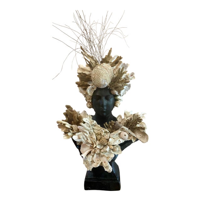 Shell Encrusted Bust by May River Neptune, Bluffton, Sc For Sale