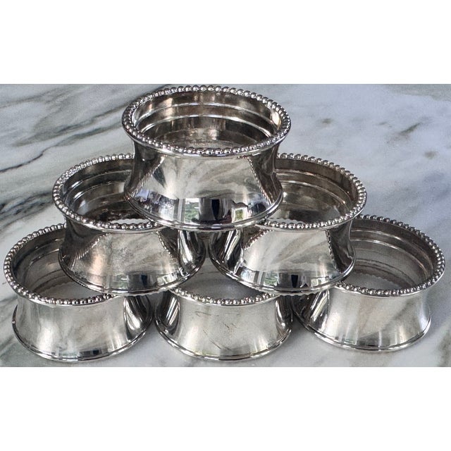 Silver Plated Vintage Napkin Rings - Set of 6 For Sale In Seattle - Image 6 of 9