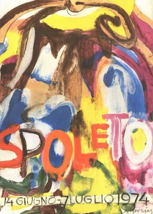 1974 Willem de Kooning 'Spoleto-14 Giugno' Abstract Expressionist Multicolor USA Offset Lithograph