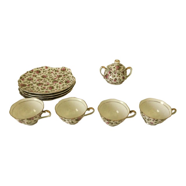 Vintage Tea Cup and Saucer Set, Made in Japan- Set of 9 For Sale