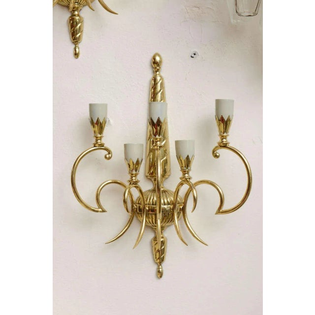French Italian Brass Sconces - Pair For Sale - Image 3 of 10