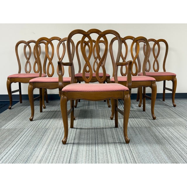 Brown French Art Nouveau Inspired Dining Chair ~ Set of 6 For Sale - Image 8 of 8