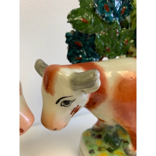 Farmhouse Early 20th Century Cows at Pasture Ceramic Candlesticks - a Pair For Sale - Image 3 of 13