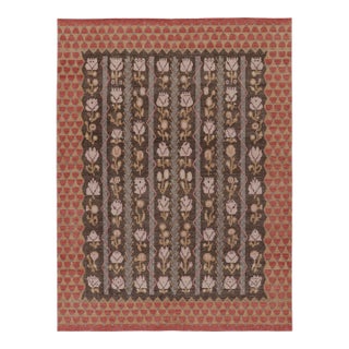 Rug & Kilim’s Distressed Rug With Turkish-Inspired Floral Columns For Sale
