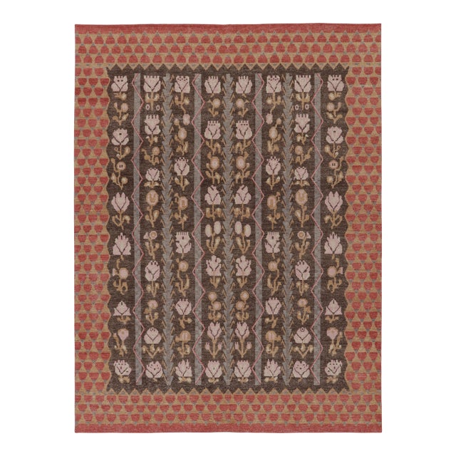 Rug & Kilim’s Distressed Rug With Turkish-Inspired Floral Columns For Sale