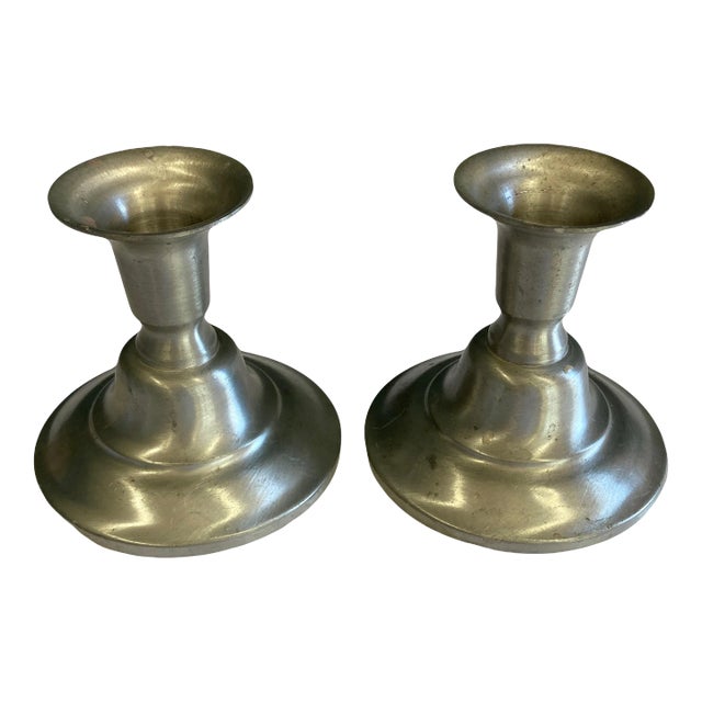 Vintage Pewter Candlesticks, Set of 2 For Sale