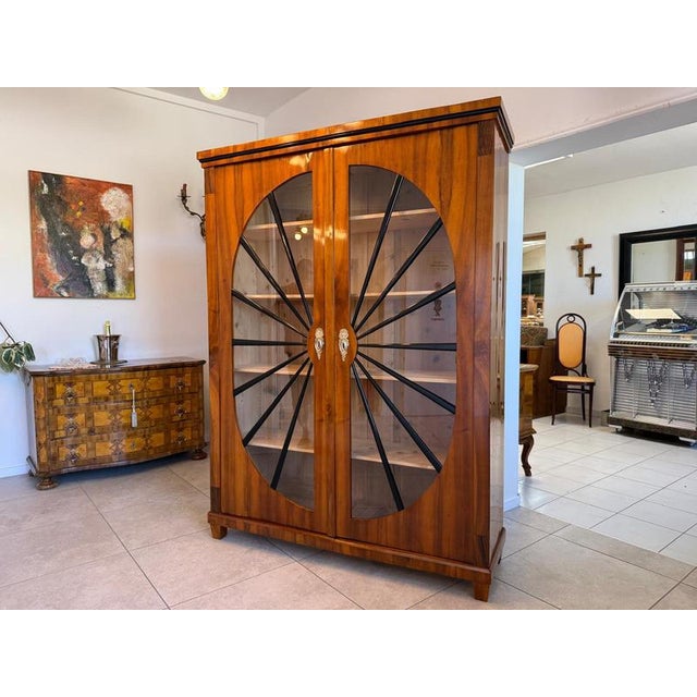 Biedermeier Sun-Shaped Display Cabinet in Walnut For Sale - Image 14 of 14