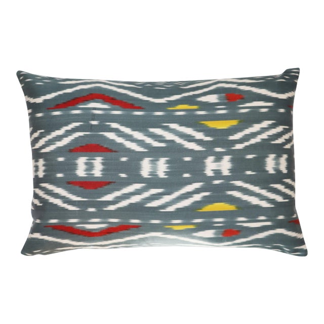 Contemporary Gray Handmade Silk Throw Pillow & Down Insert For Sale