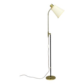 1950s Möllers Armatur Eskilstuna, Floor Lamp, Leather, Brass For Sale