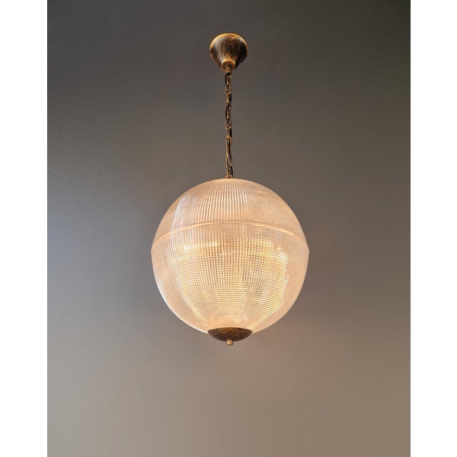 Art Deco Art Deco Paris Street Lamp Style Prismatic Glass Globe Pendant Chandelier For Sale - Image 3 of 11