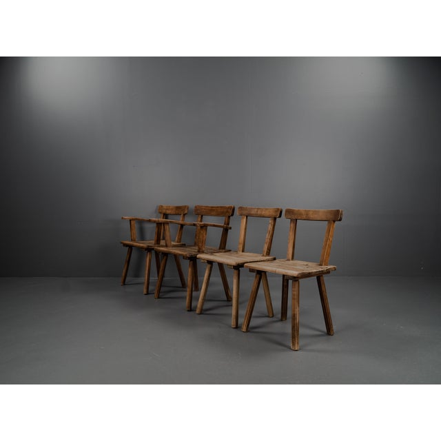 Brutalist 3KP Side Chairs in Oak, 1950s, Set of 4 For Sale - Image 9 of 18